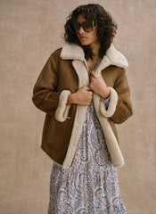 Tan Reversible Aviator Jacket