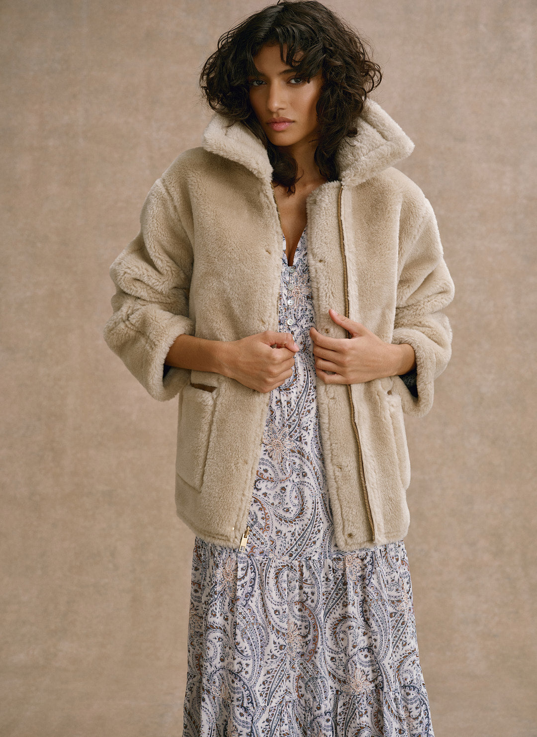 Tan Reversible Aviator Jacket