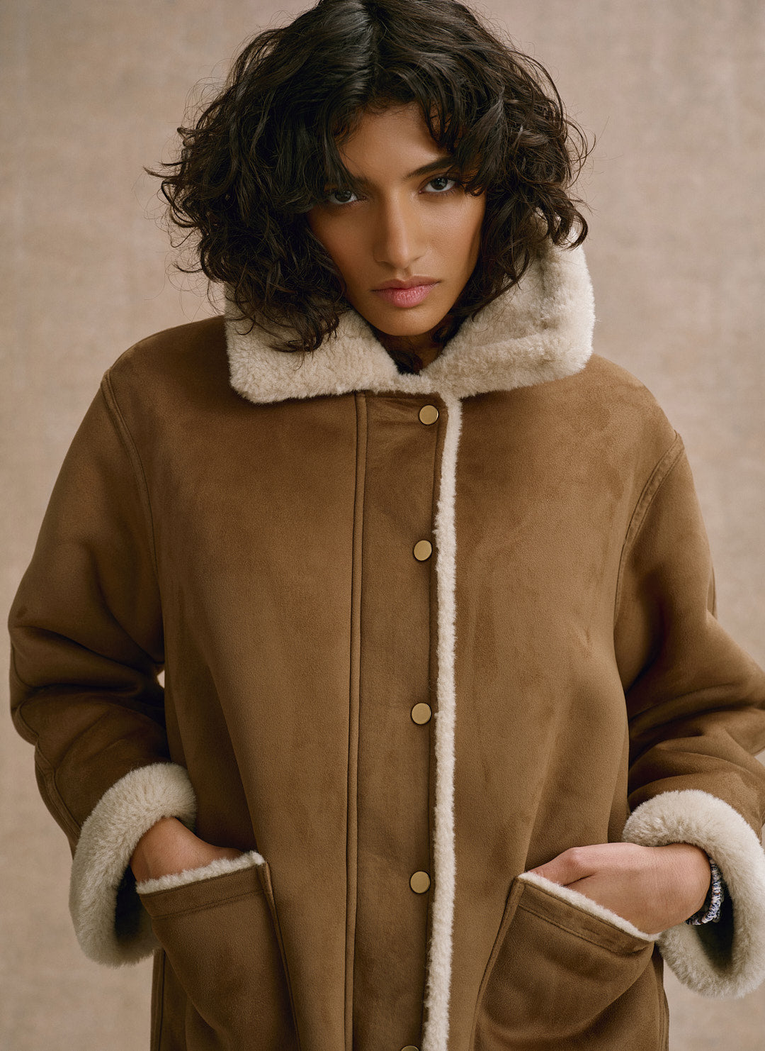 Tan Reversible Aviator Jacket