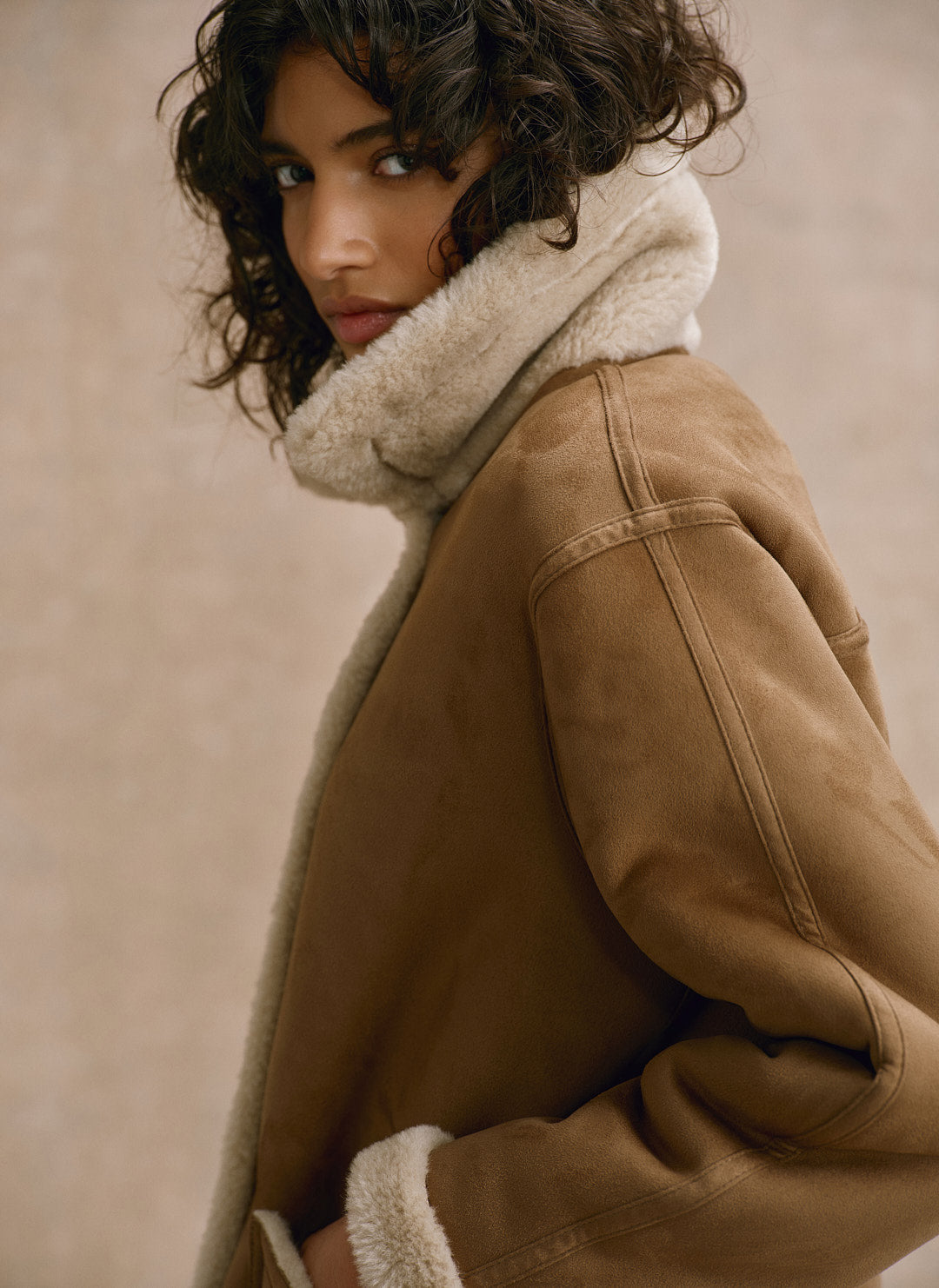 Tan Reversible Aviator Jacket