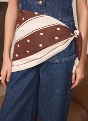 Brown Polka Dot Print Scarf