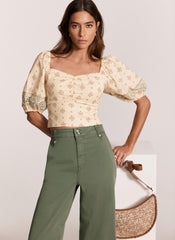 Neutral Print Cropped Top