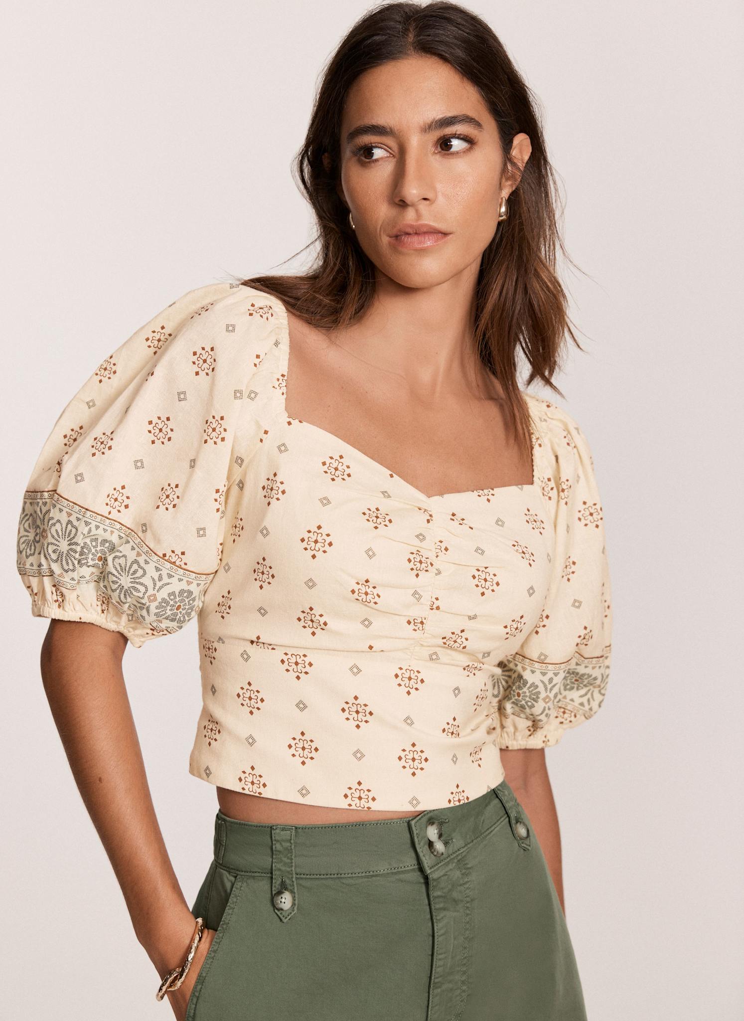 Neutral Print Cropped Top
