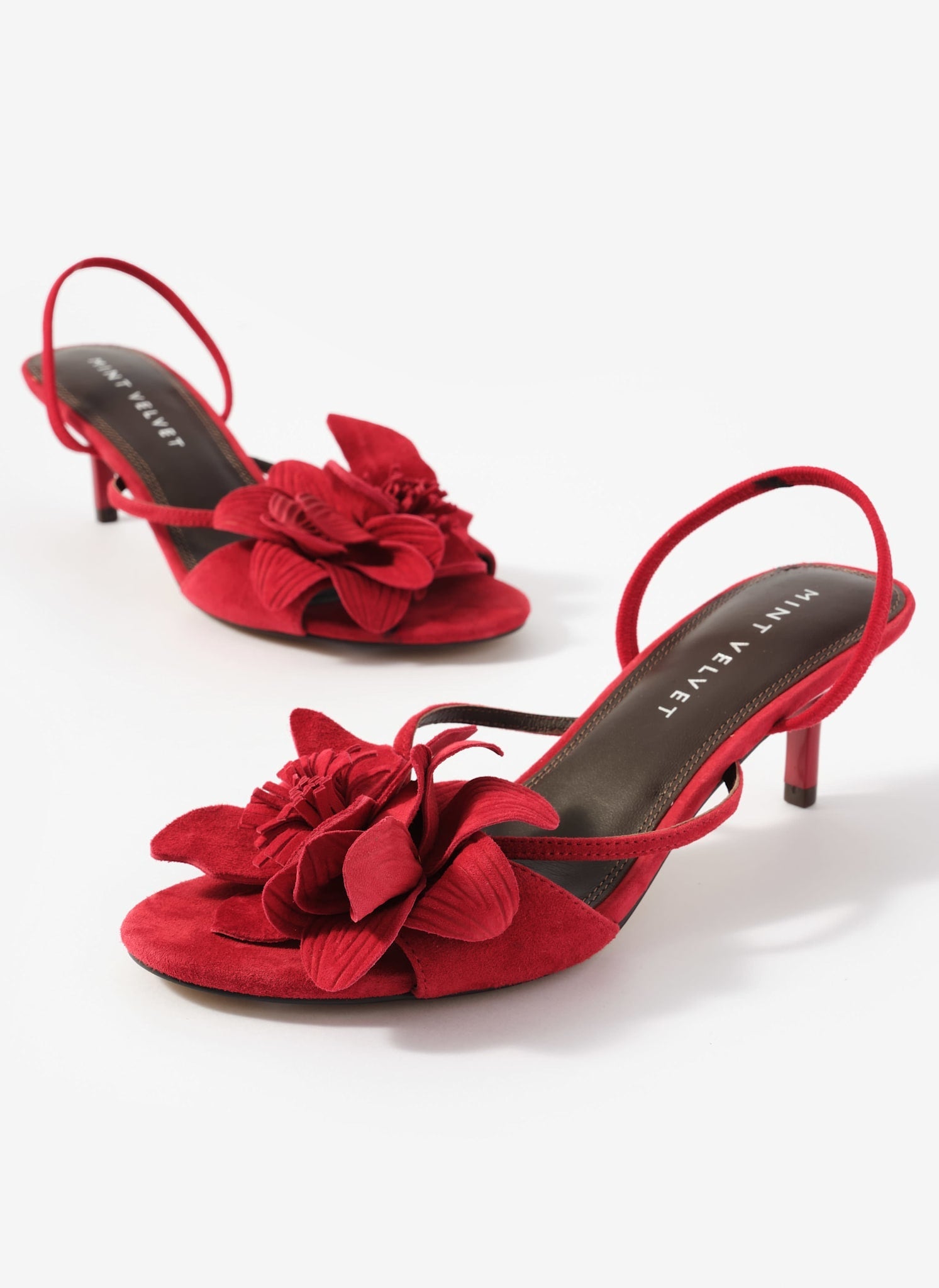 Bri Red Suede Flower Detail Heels