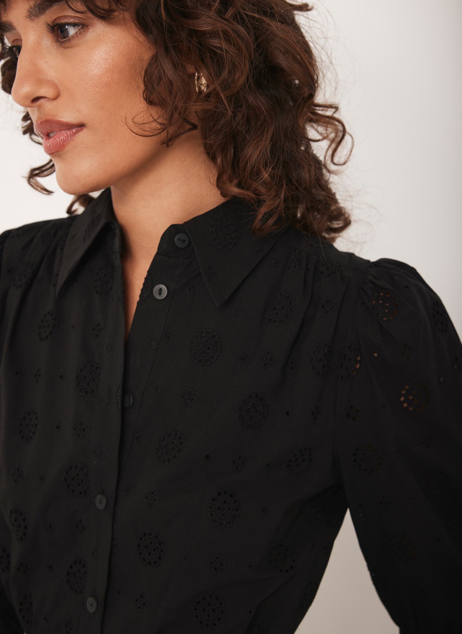 Black Broderie Midi Dress