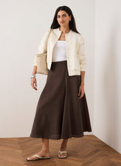 Brown A Line Midi Skirt