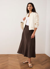 Brown A Line Midi Skirt
