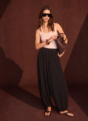 Brown Jersey Balloon Trousers