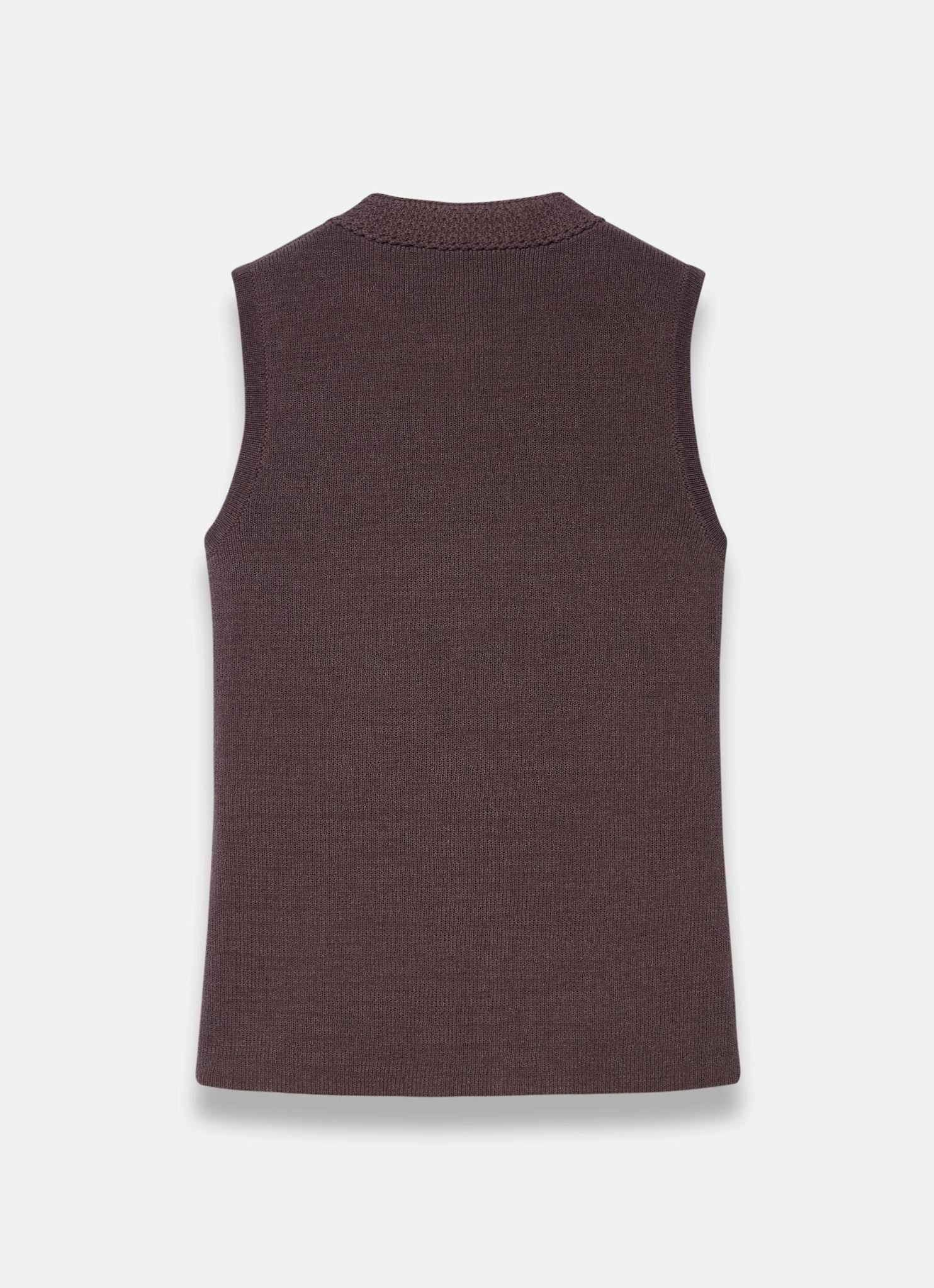 Brown Sunray Button Knit Sleeveless Top