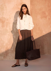 Brown Crinkle Maxi Skirt