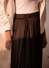 Brown Crinkle Maxi Skirt