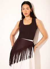 Brown Crochet Trim Vest Top