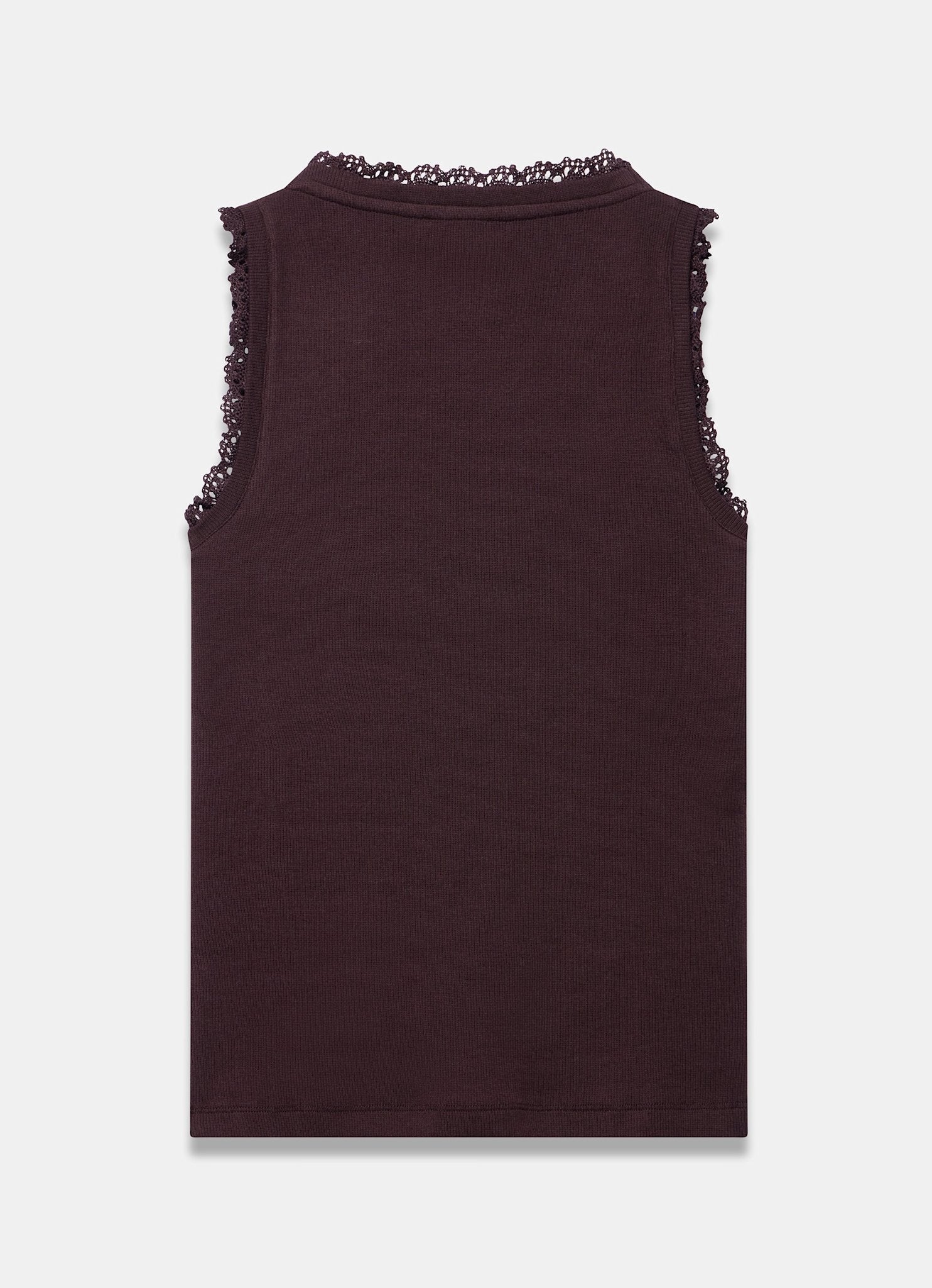Brown Crochet Trim Vest Top