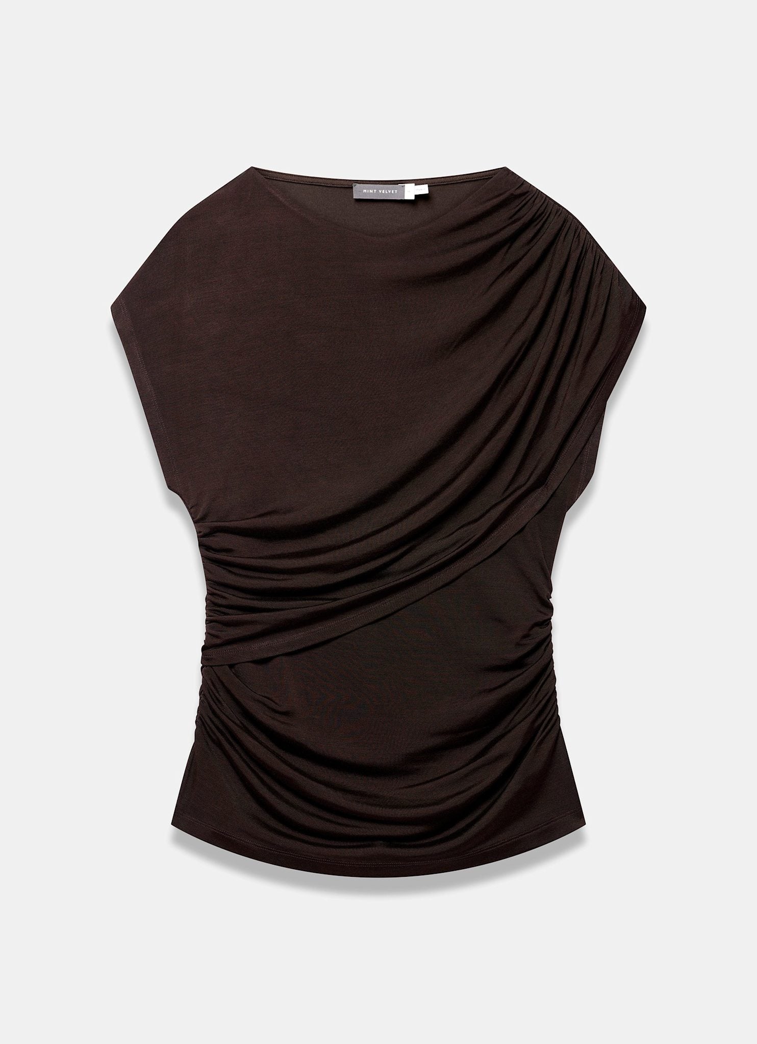 Dark Brown Layered Drape Top