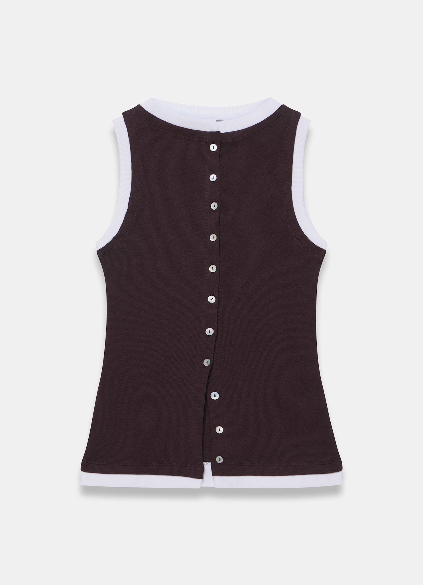 Brown Cotton Blend Sleeveless Top