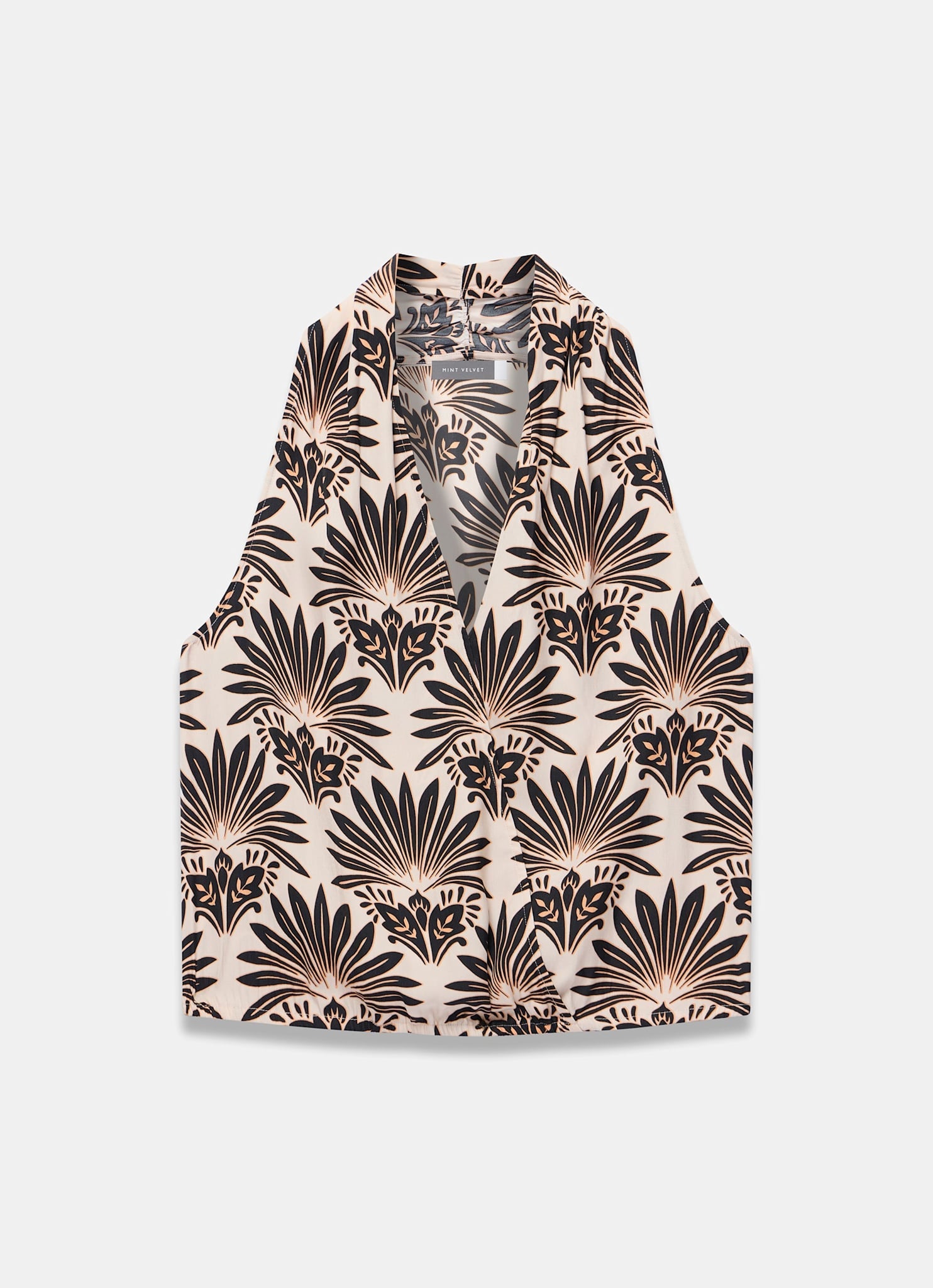 Neutral Satin Geo Print Halter Top
