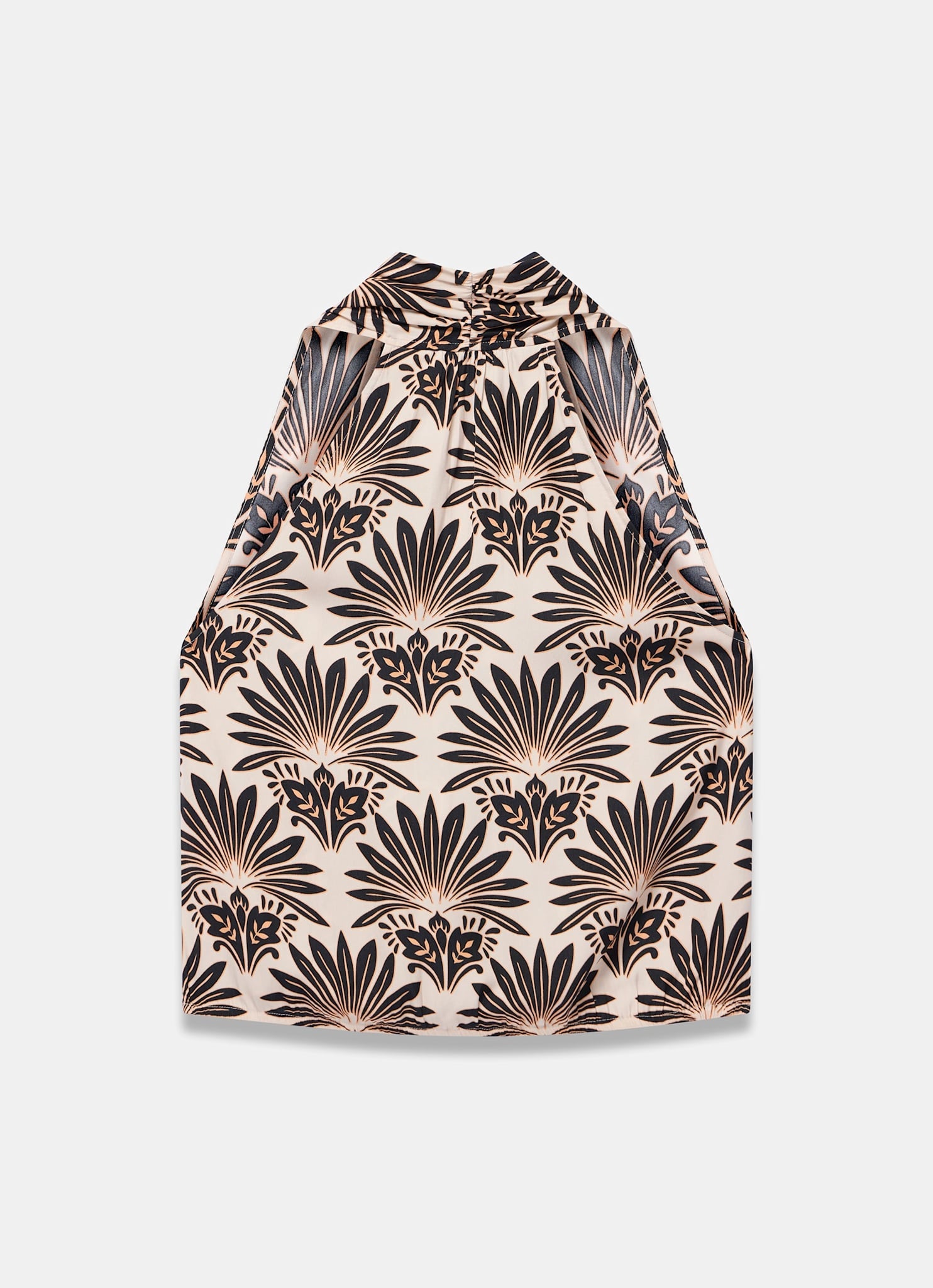 Neutral Satin Geo Print Halter Top
