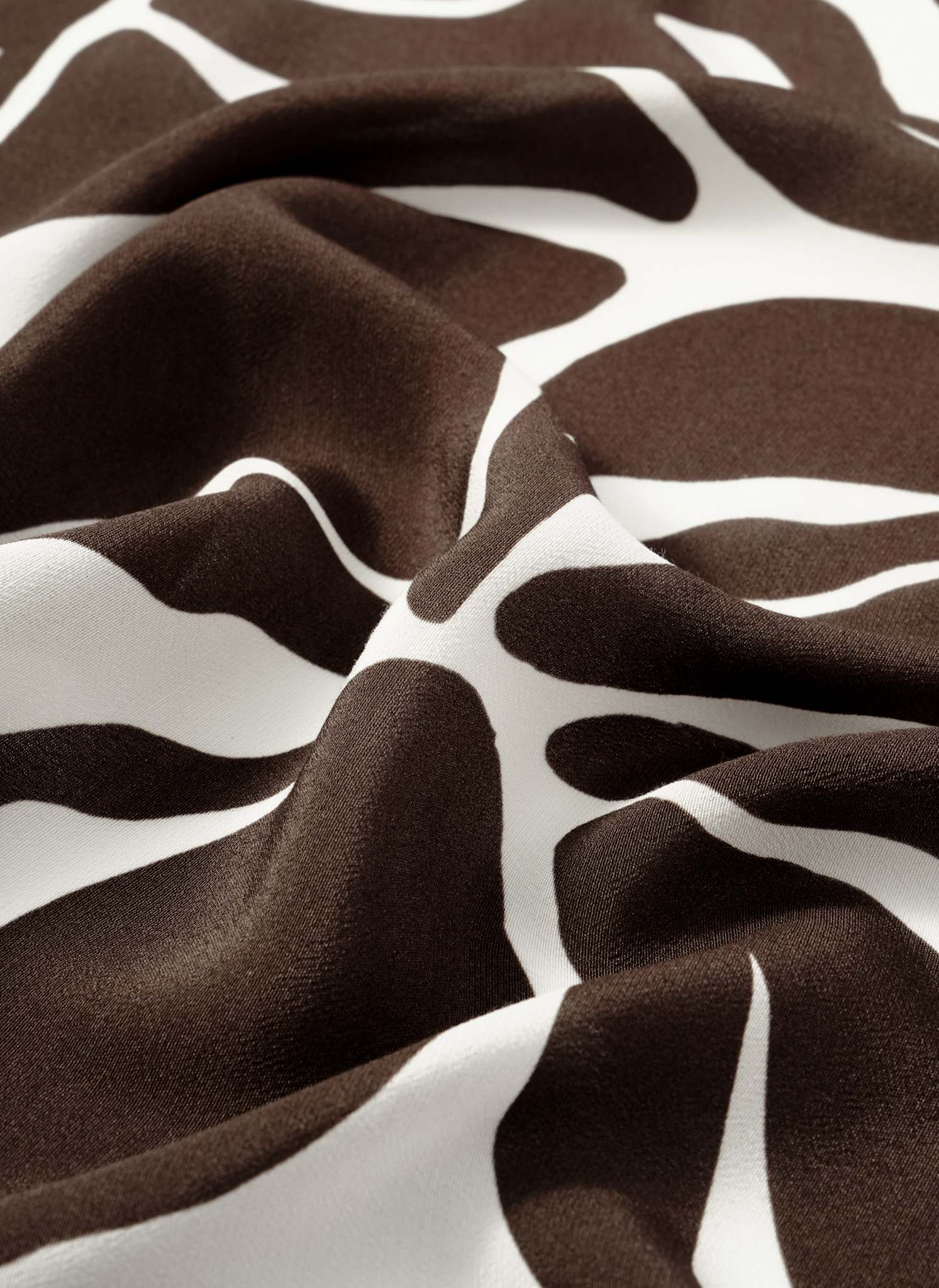 Brown Satin Fern Print Square Scarf