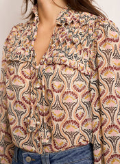 Brown Floral Print Blouse