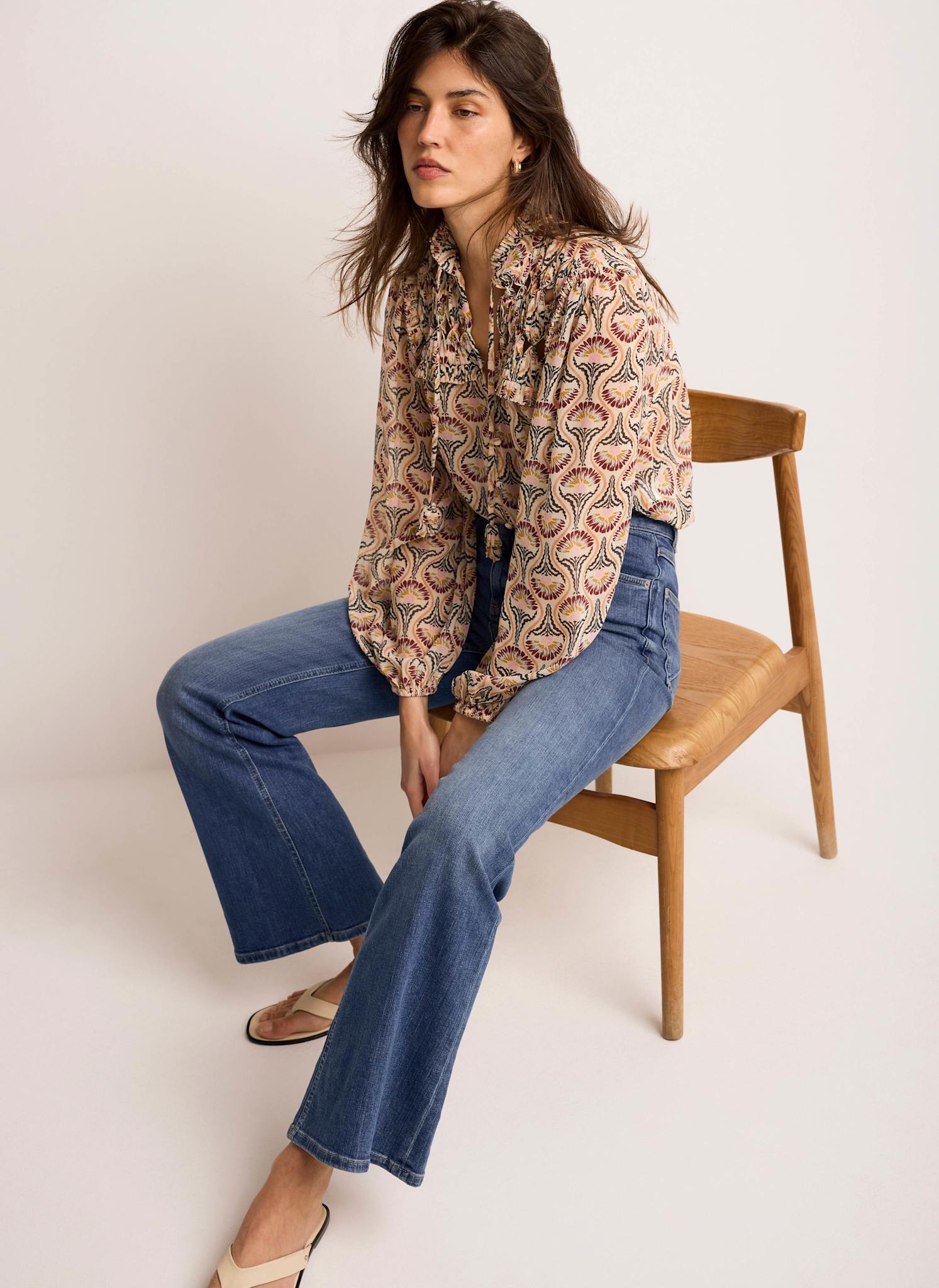 Brown Floral Print Blouse