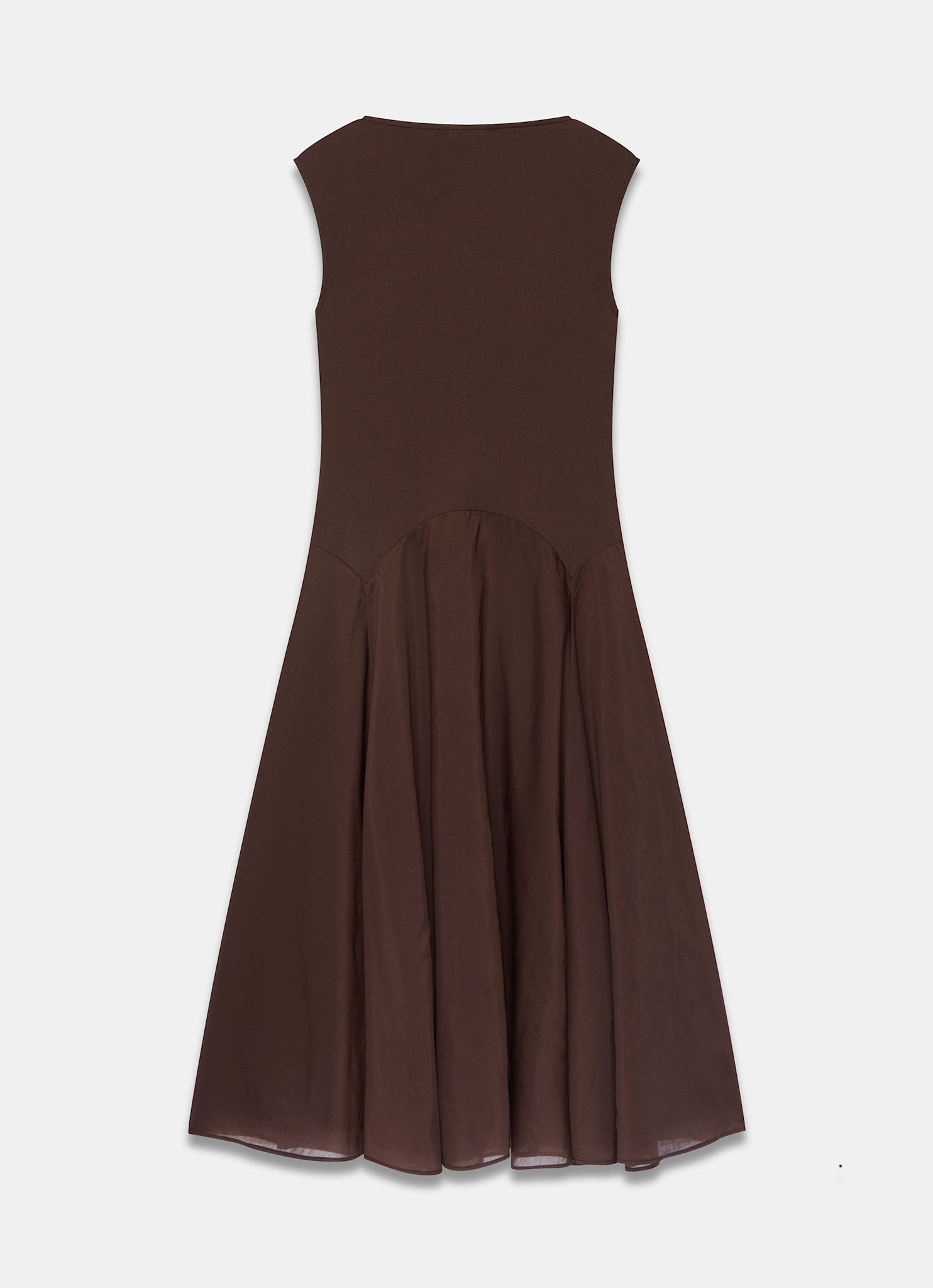 Brown Sleeveless Drop Waist Midi Dress
