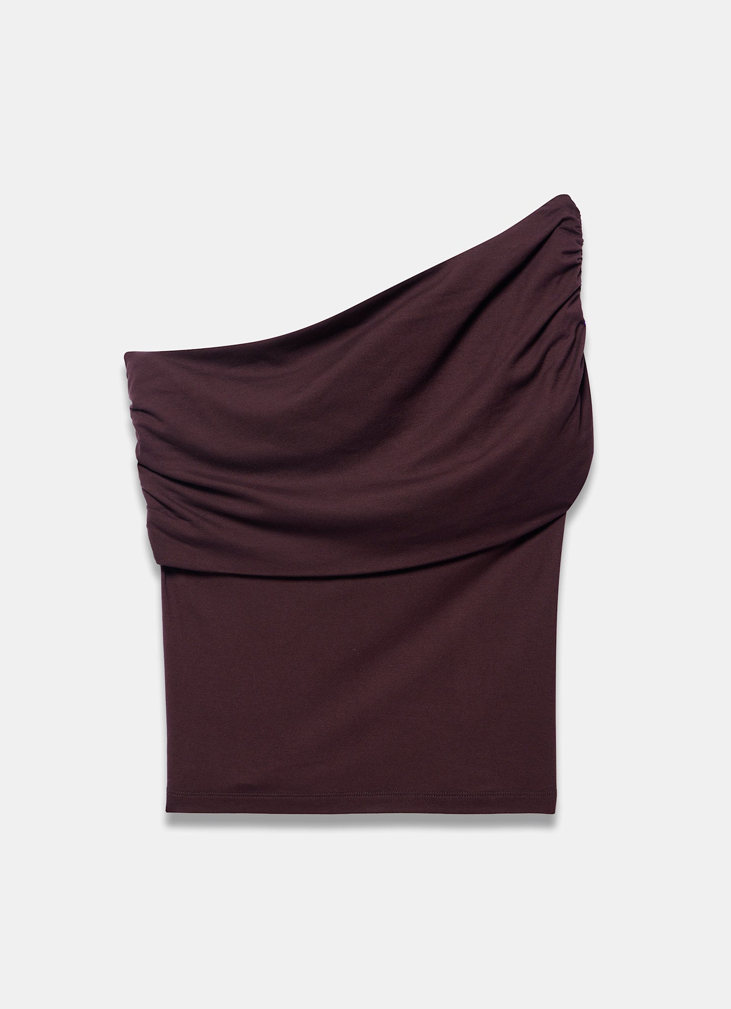 Brown One Shoulder Drape Top
