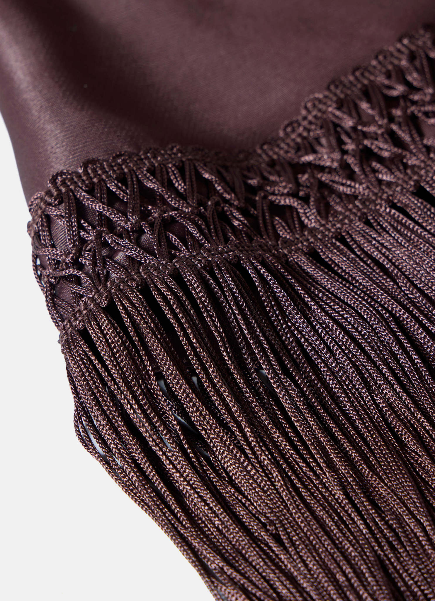 Brown Satin Fringe Waist Scarf