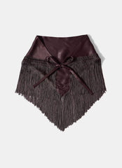 Brown Satin Fringe Waist Scarf