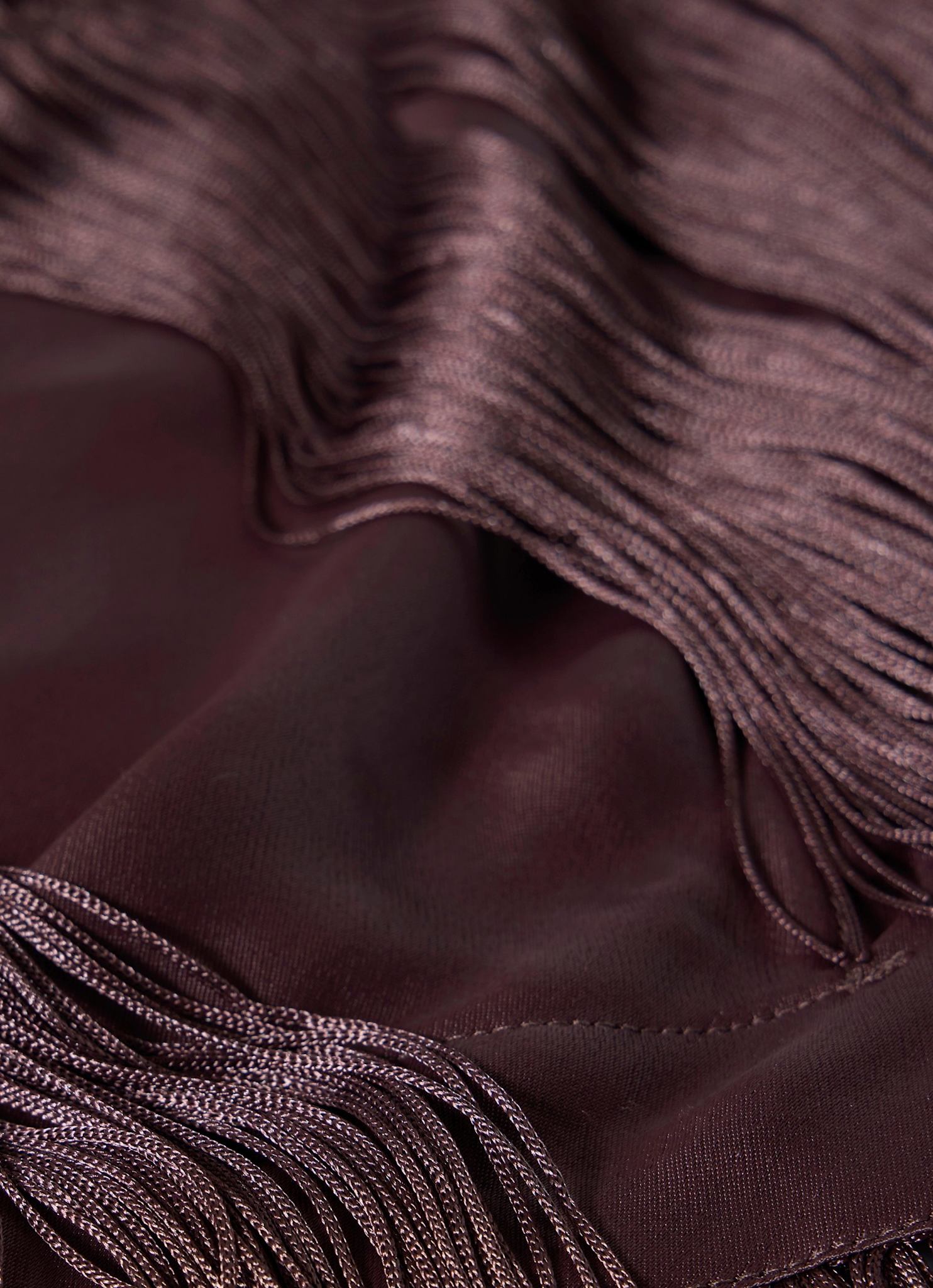 Brown Satin Fringe Waist Scarf