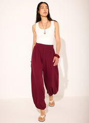 Red Jersey Balloon Trousers