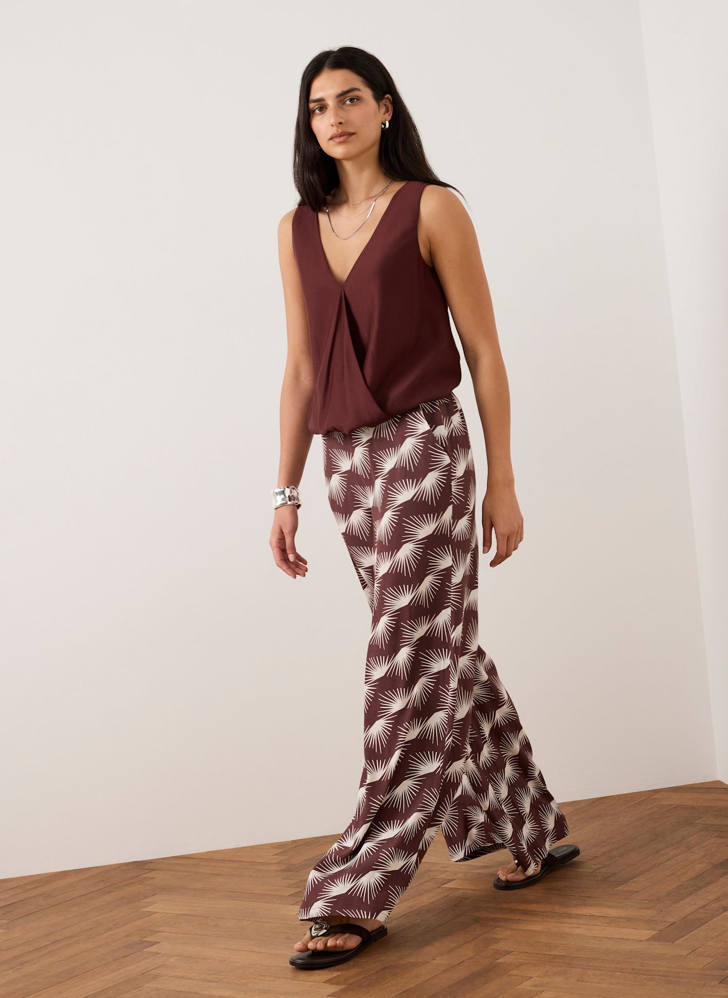 Burgundy Gathered Cami Top