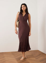 Burgundy Crinkle Maxi Dress