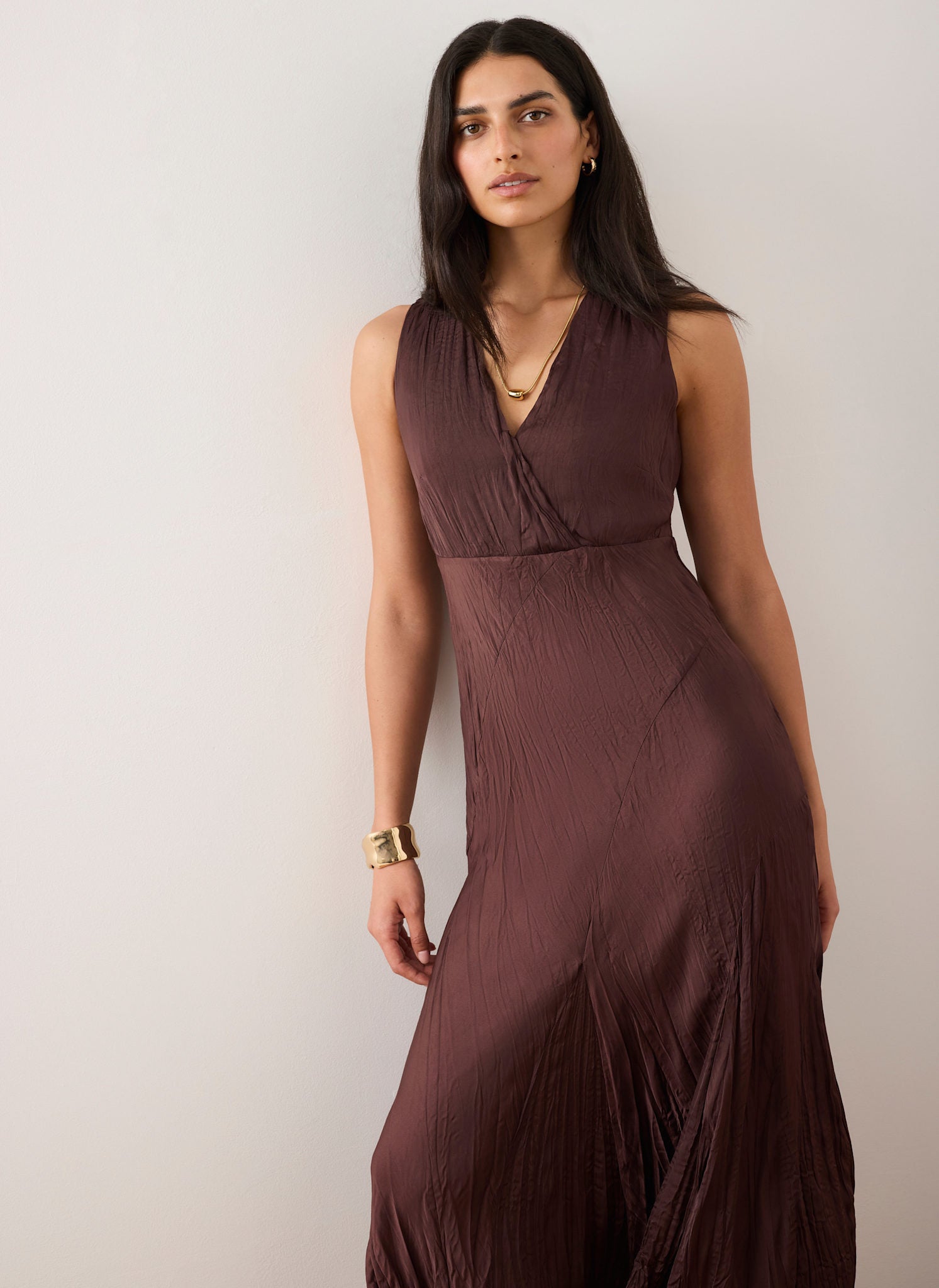 Burgundy Crinkle Maxi Dress