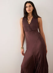 Burgundy Crinkle Maxi Dress