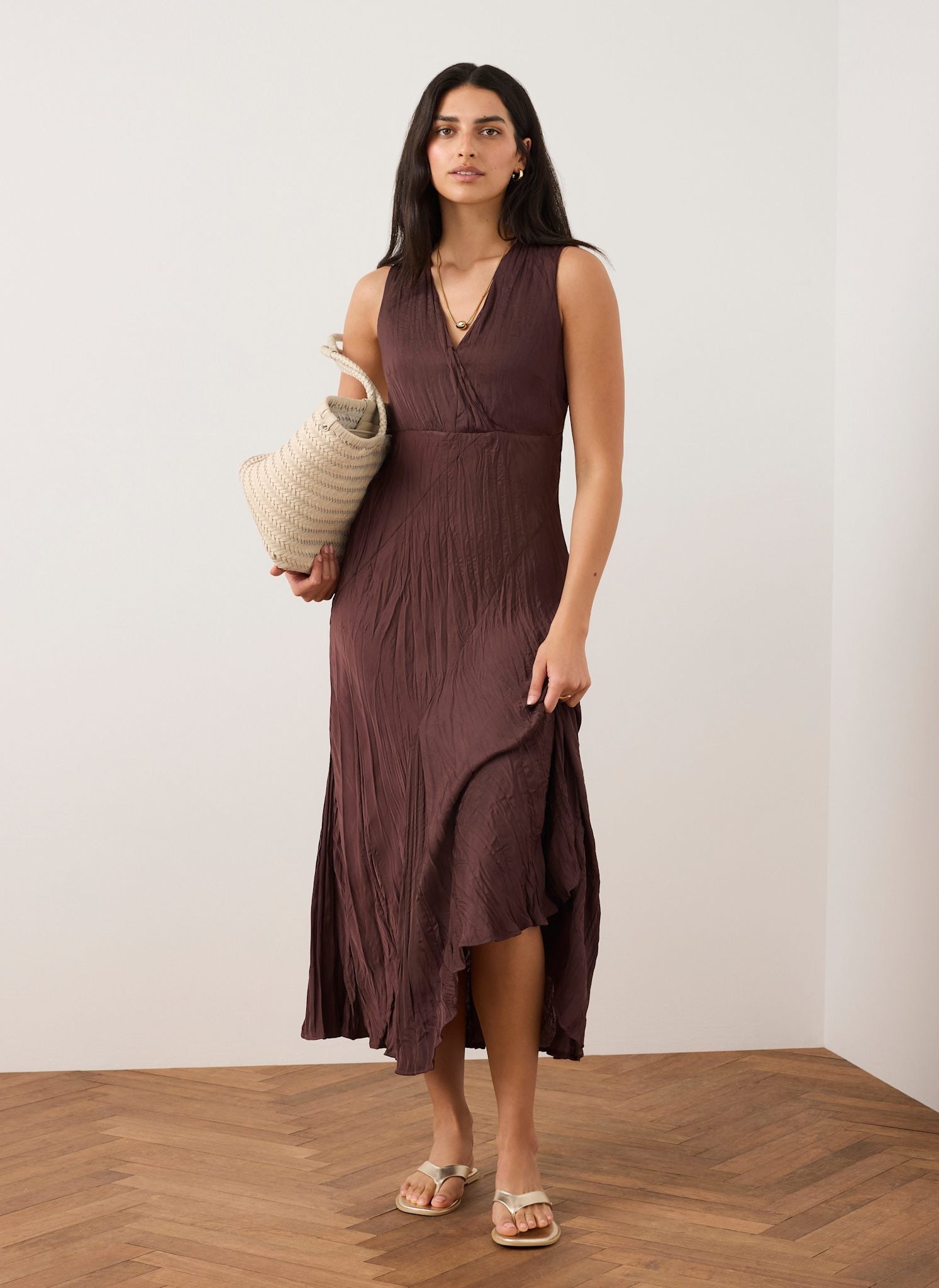 Burgundy Crinkle Maxi Dress