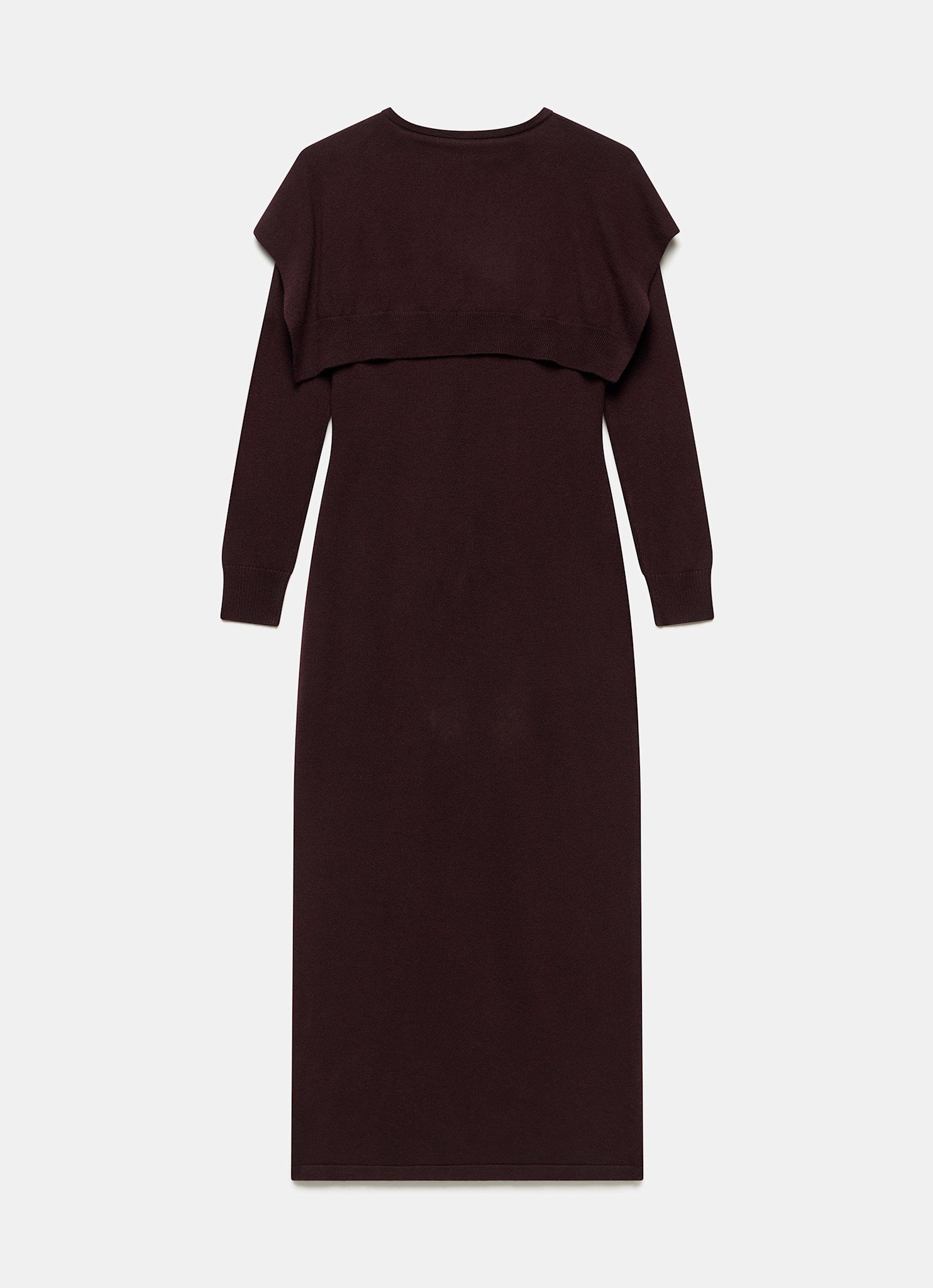 Burgundy Scarf Detail Knit Midi Dress