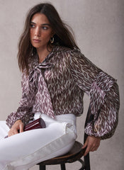 Burgundy Leaf Print Blouse