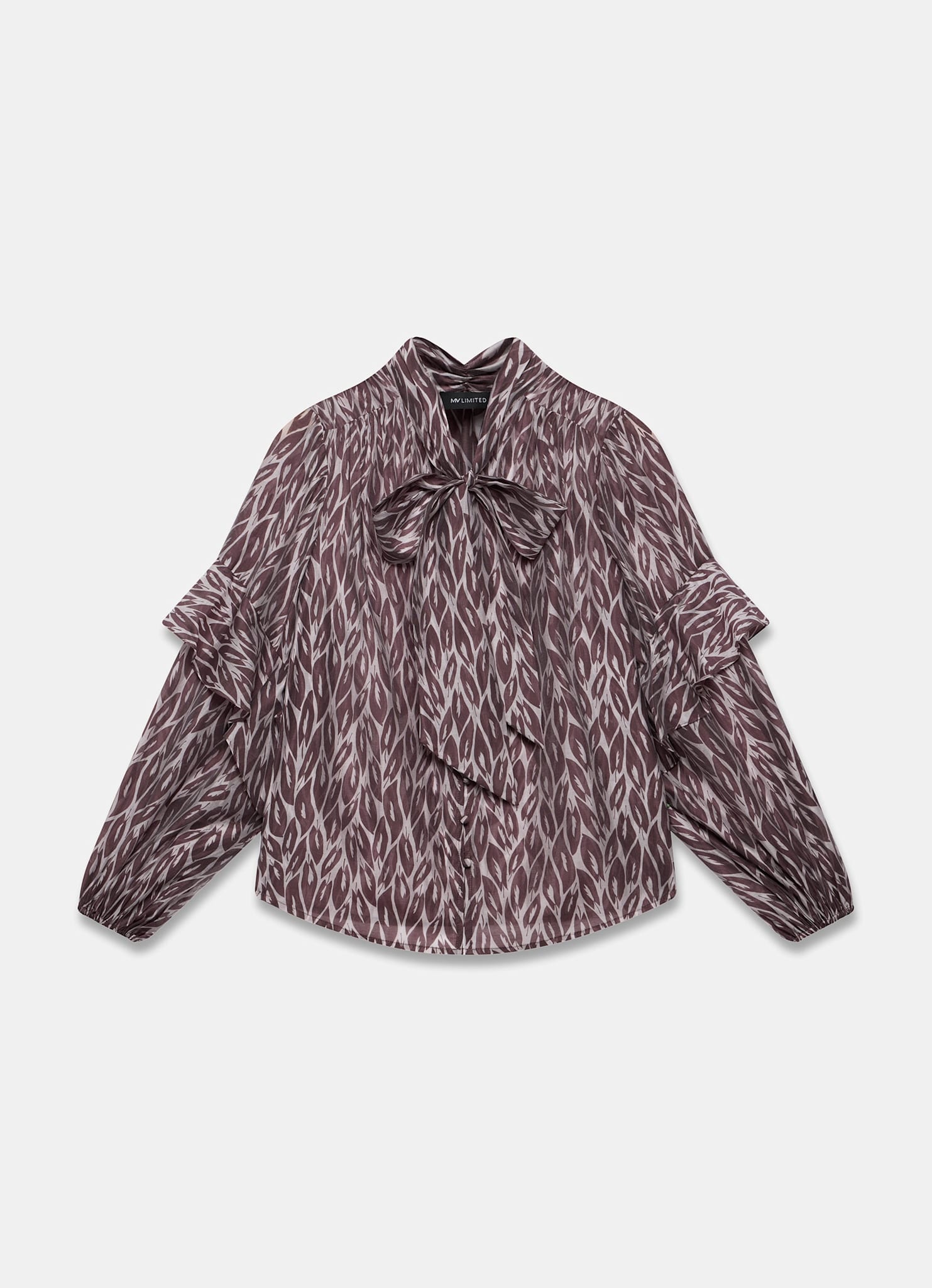 Burgundy Leaf Print Blouse