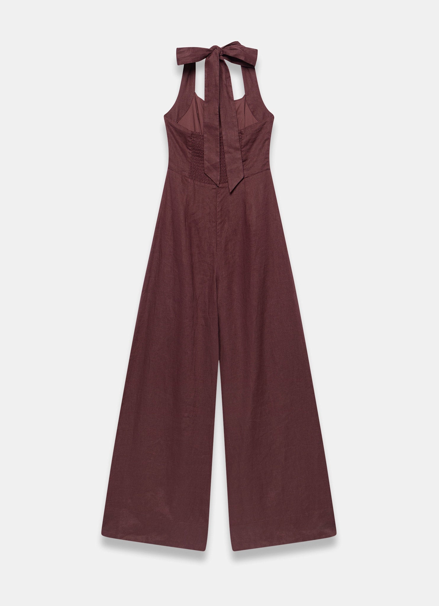 Burgundy Linen Halter Jumpsuit