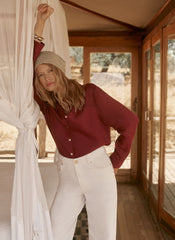 Burgundy Linen Blend Shirt