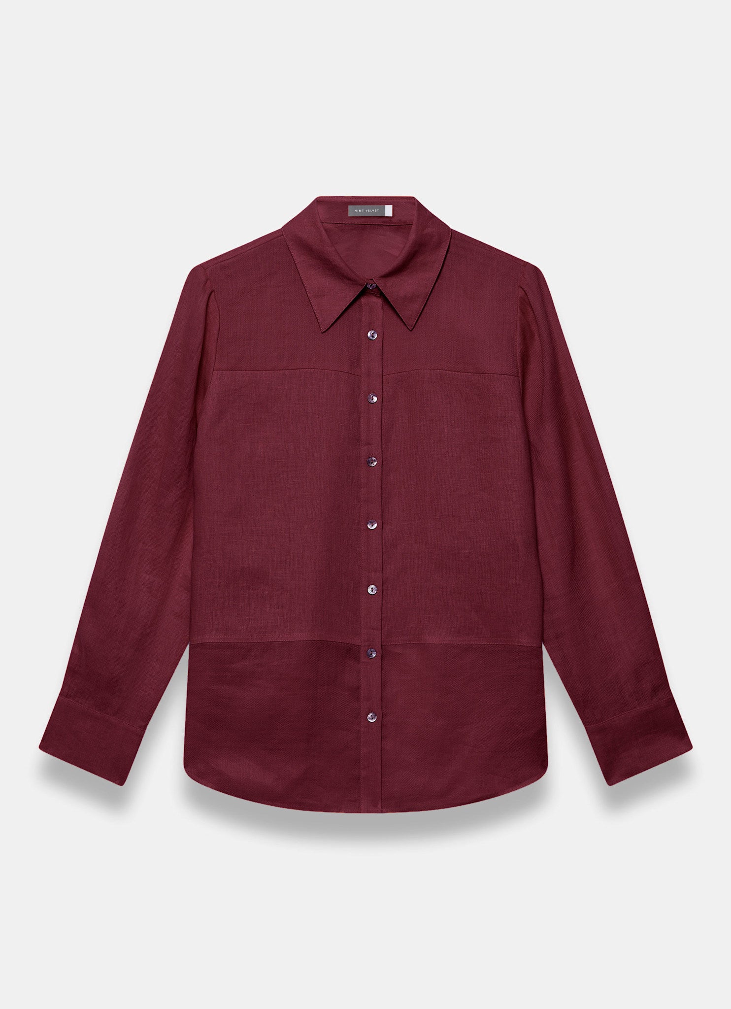 Burgundy Linen Blend Shirt