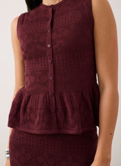 Burgundy Peplum Knit Top