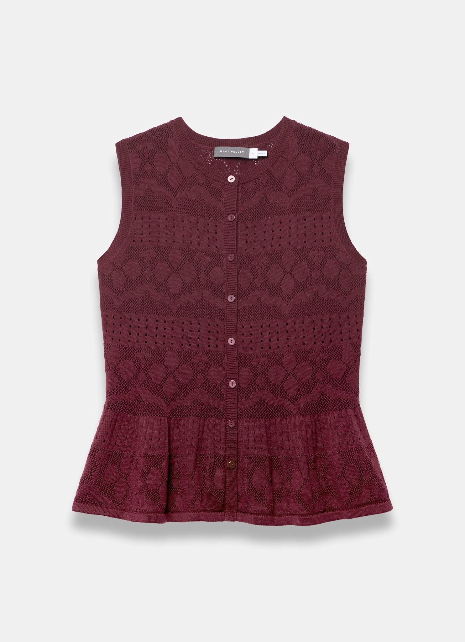 Burgundy Peplum Knit Top