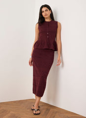 Burgundy Knit Midi Skirt