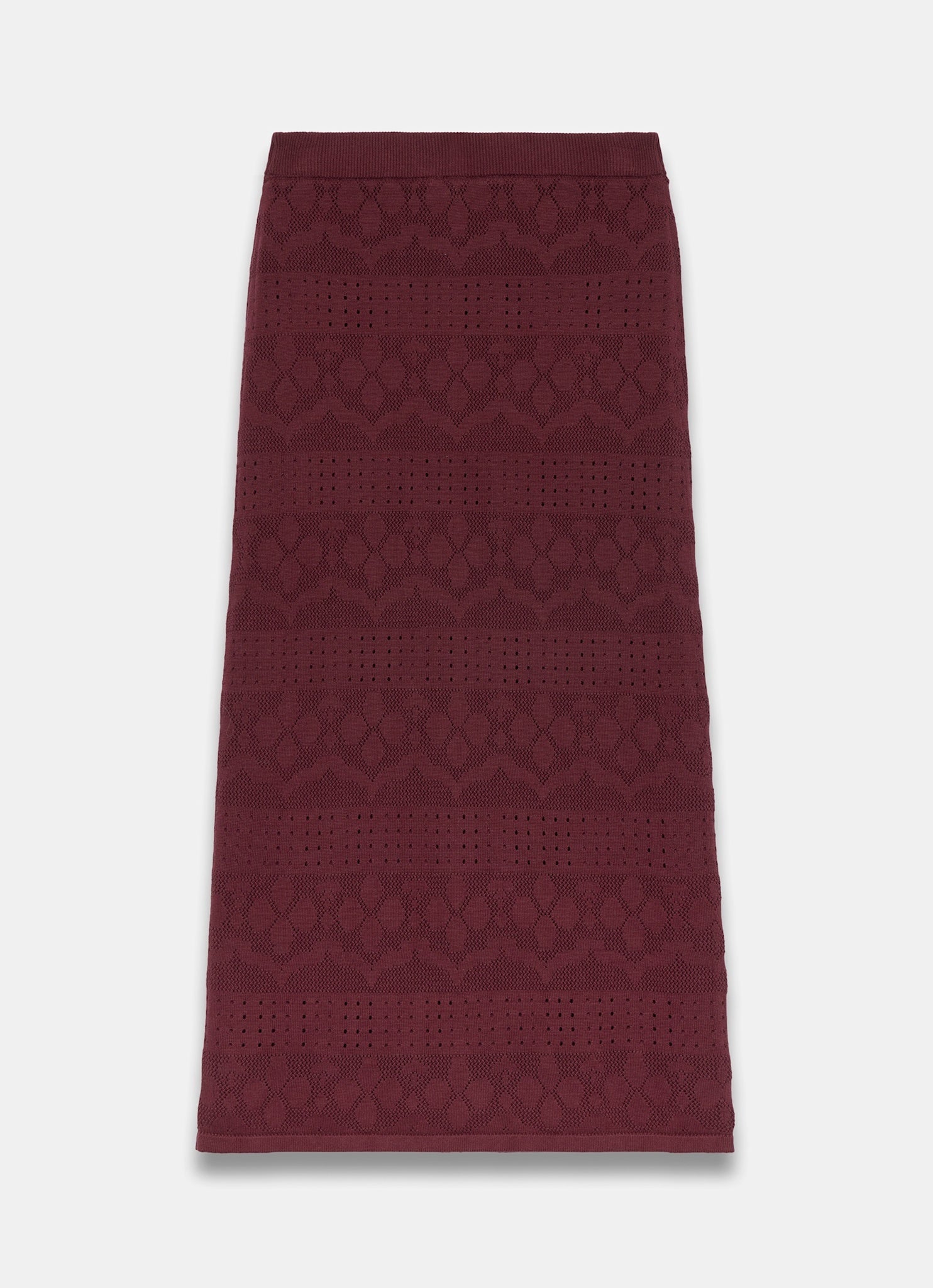 Burgundy Knit Midi Skirt