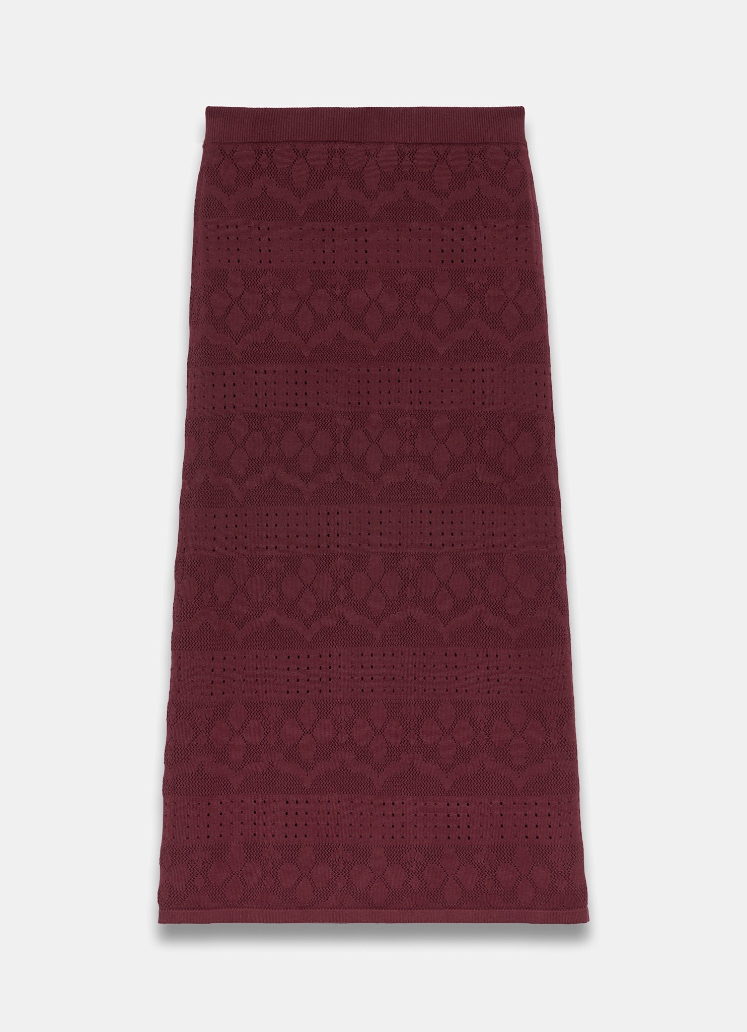Burgundy Knit Midi Skirt