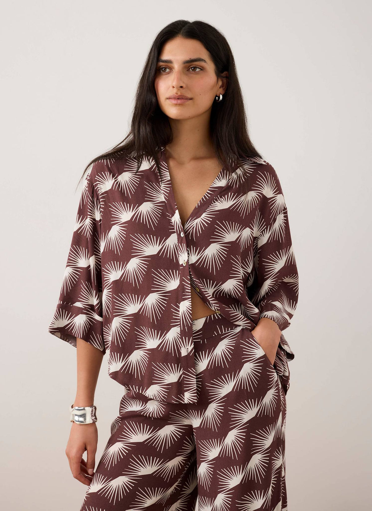Burgundy Graphic Print Shirt