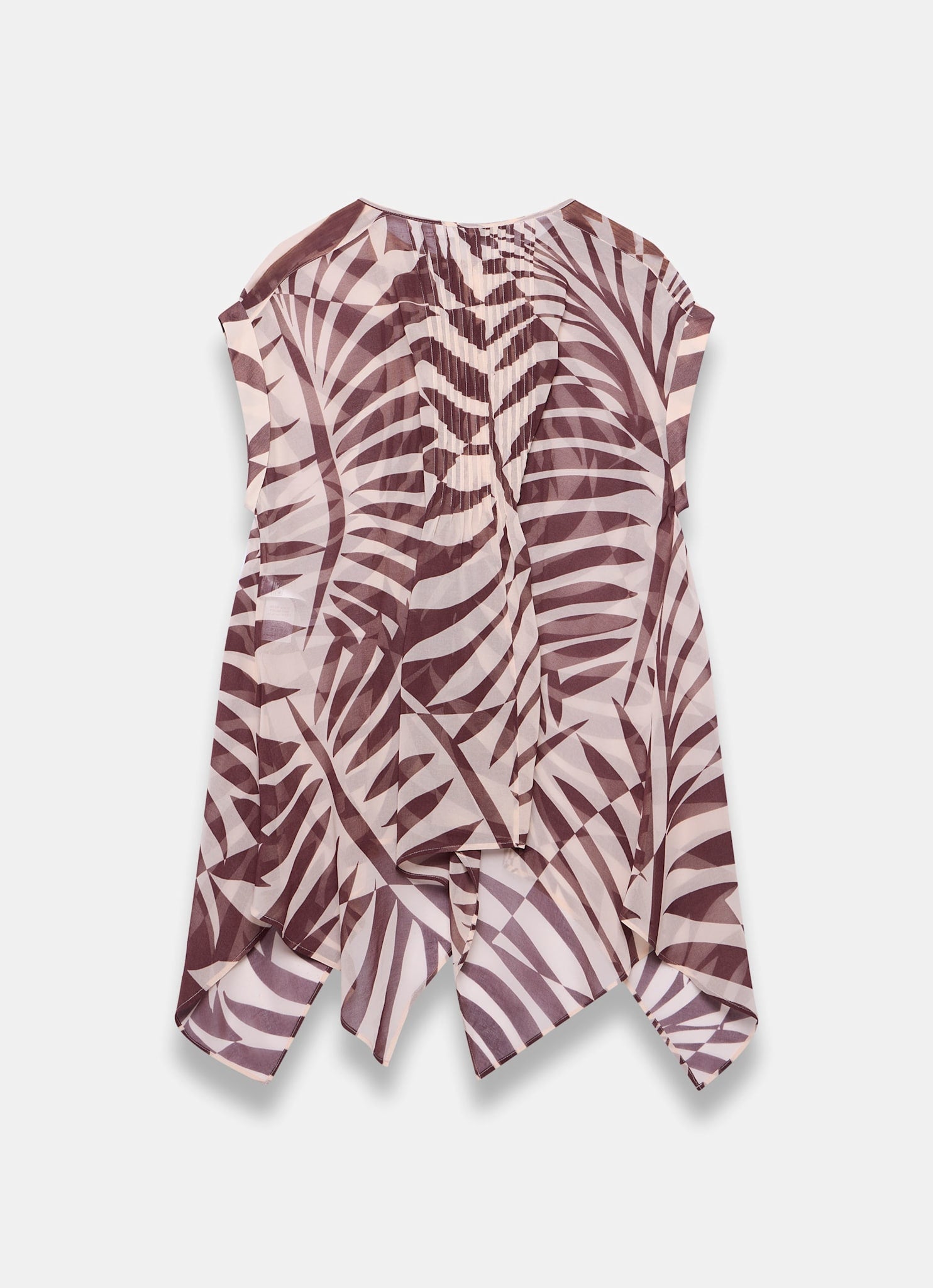 Burgundy Palm Print Sheer Tunic Top