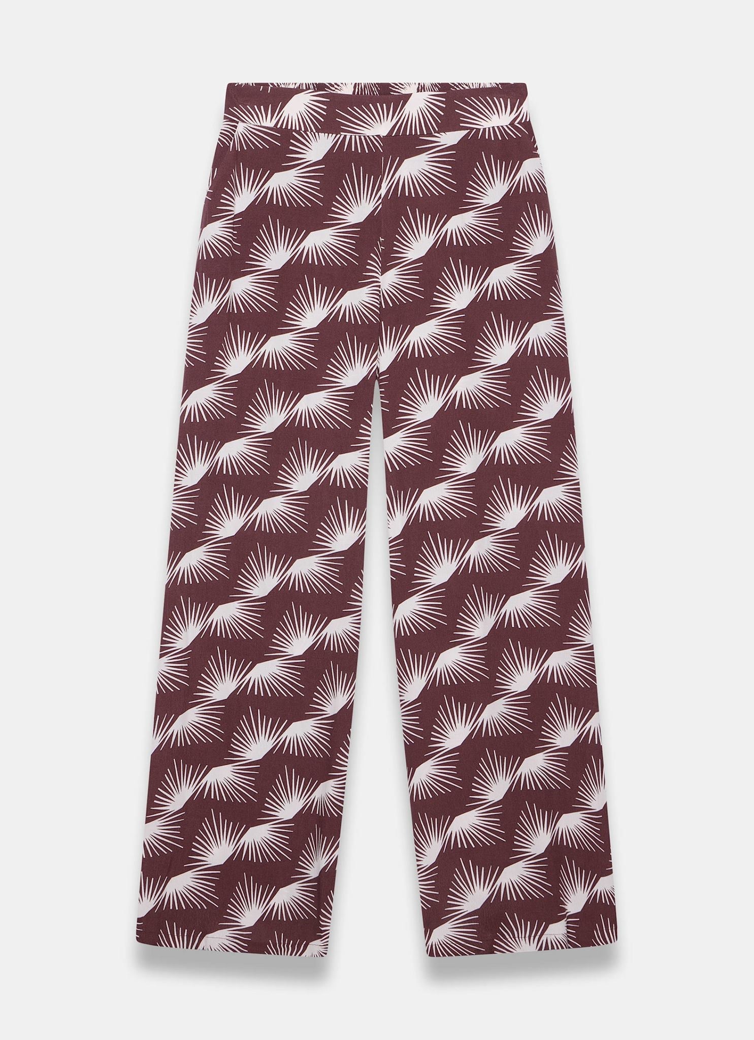 Burgundy Graphic Print Wide Leg Trousers