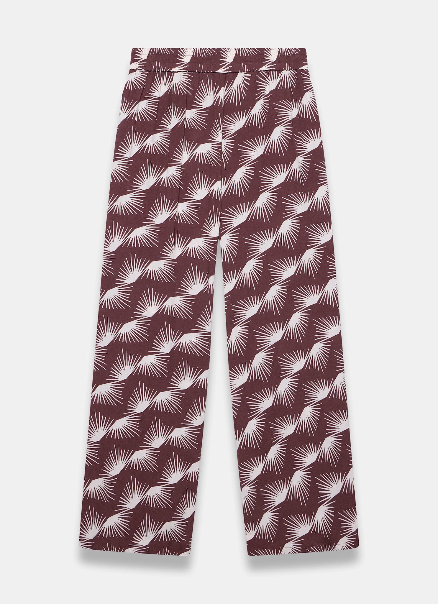 Burgundy Graphic Print Wide Leg Trousers